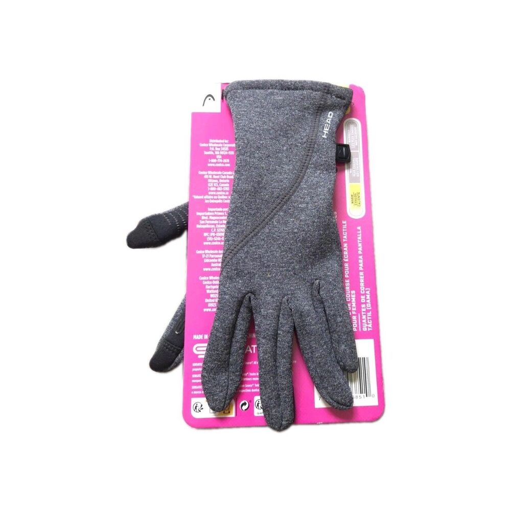 NWT HEAD Women’s Gray Touchscreen Running Gloves High Grip Silicone Palm Sz S